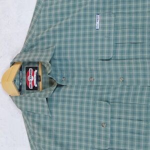 Helly Hansen| Olive Green Plaid Button Down Shirt Quick Dry Pockets Preppy Sz.L